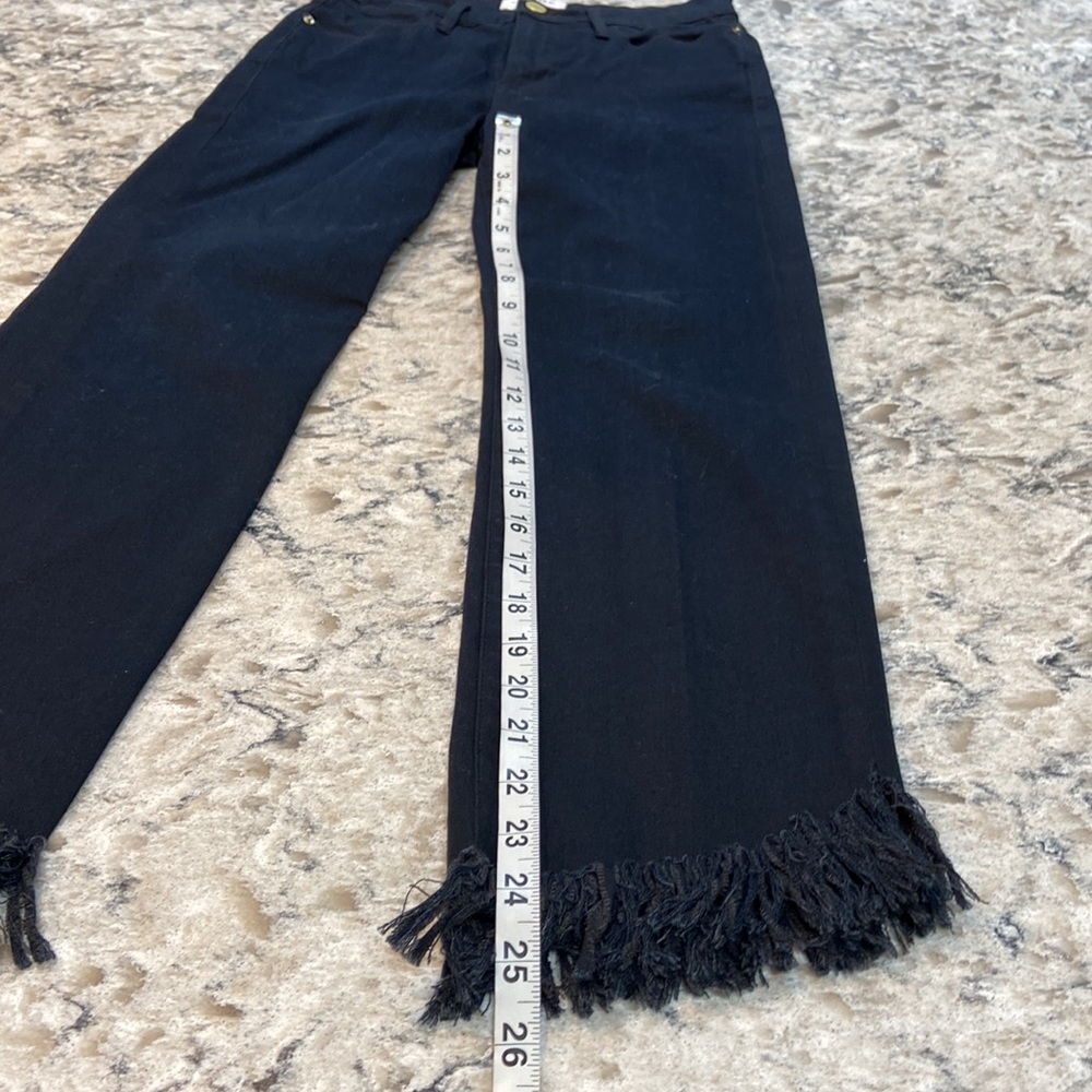 FRAME Le High Straight Crop Frayed Hem Jeans Dark Wash Size 26 - Picture 8 of 16
